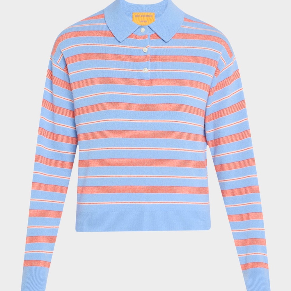 NWT Guest in Residence Striped Cashmere Women's Polo Top